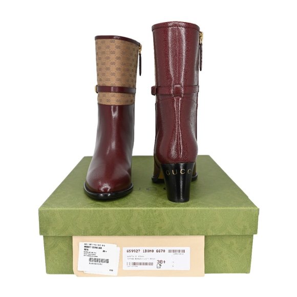 Gucci Women's Leather & Mini GG Canvas Ankle Boots - Picture 14 of 15